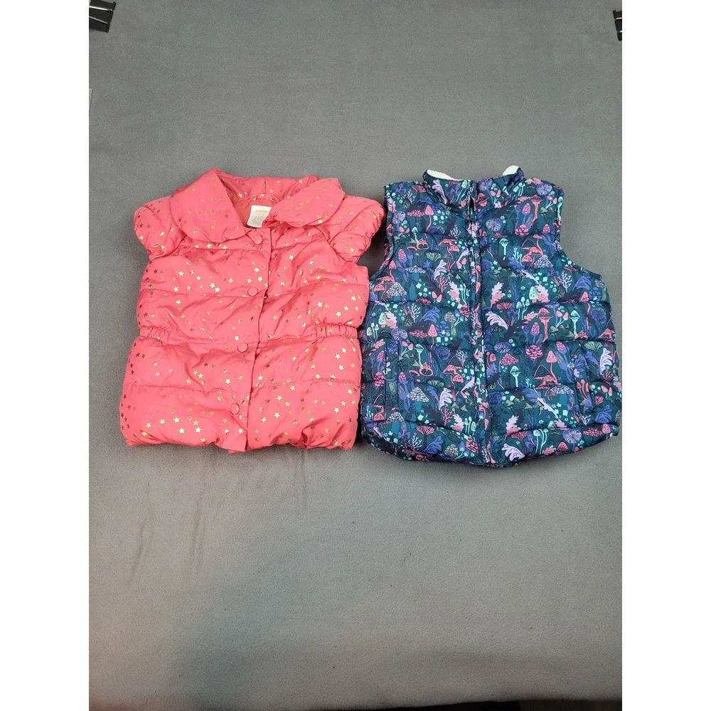 Lot Of 2 Gymboree Jackets‎ Girls 5y To 8y Puffer Vest Lightweight AOP Cute Coats